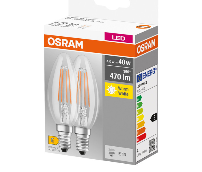 Kronlampa LED 4W E14 2-pack Osram